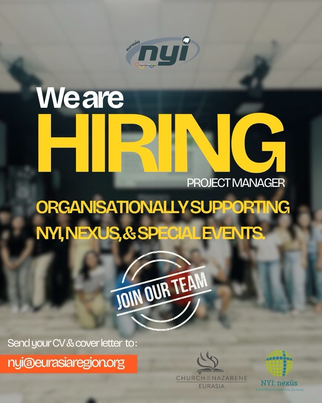 We Are Hiring Graphic. NYI Project Manager